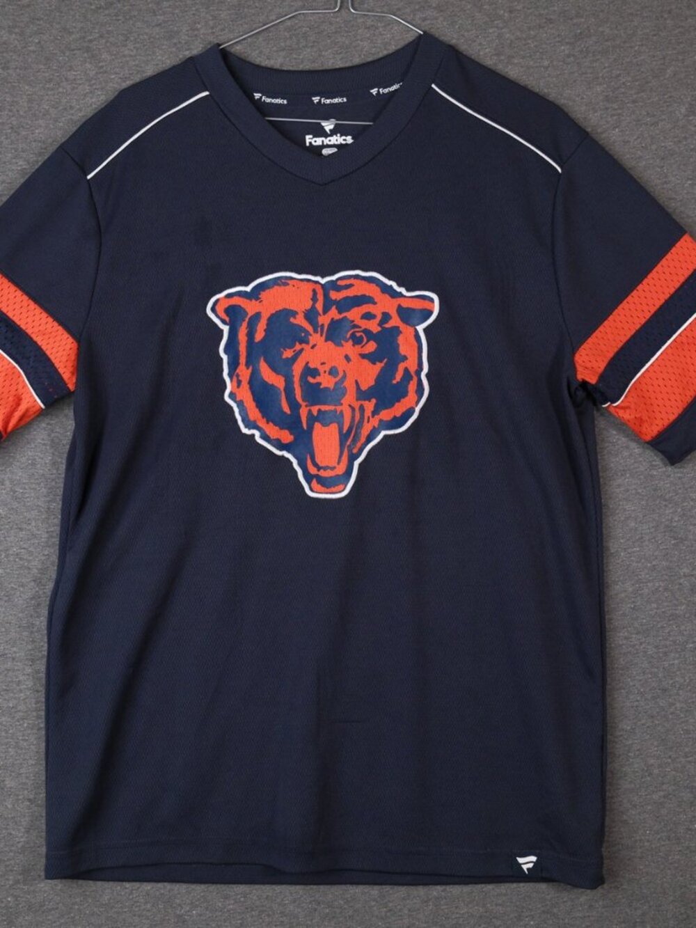 Fanatics Chicago Bears Jersey Style T-Shirt Mens M Navy Orange NFL Blokecore